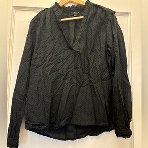 J Crew - textured black v neck top